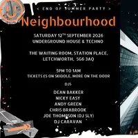 Neighbourhood Saturday 12th September at The Waiting Room, Letchworth