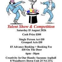 Talent show & talent competition. Cash Prize £100 at Creativity In Our Hands: Suzanne Asphall