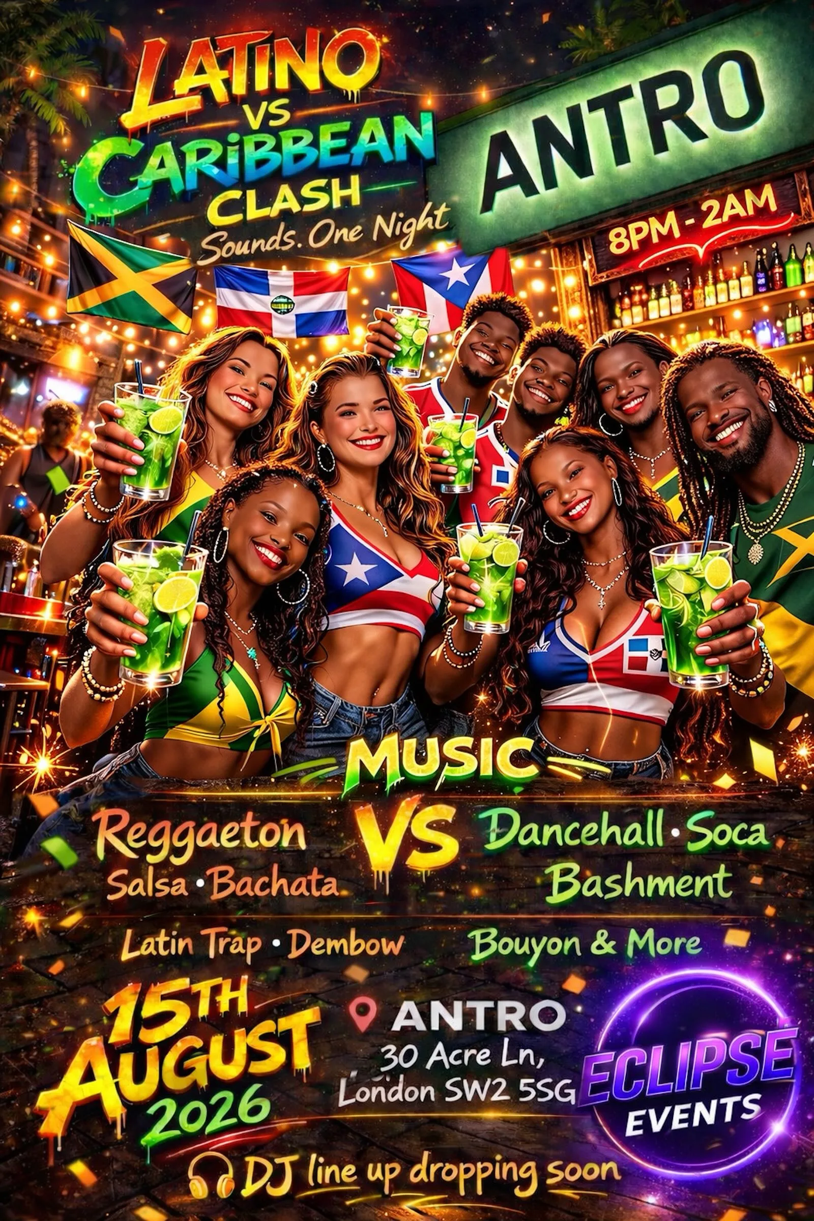 LATINO VS CARIBBEAN CLASH - JERSEY PARTY at Antro
