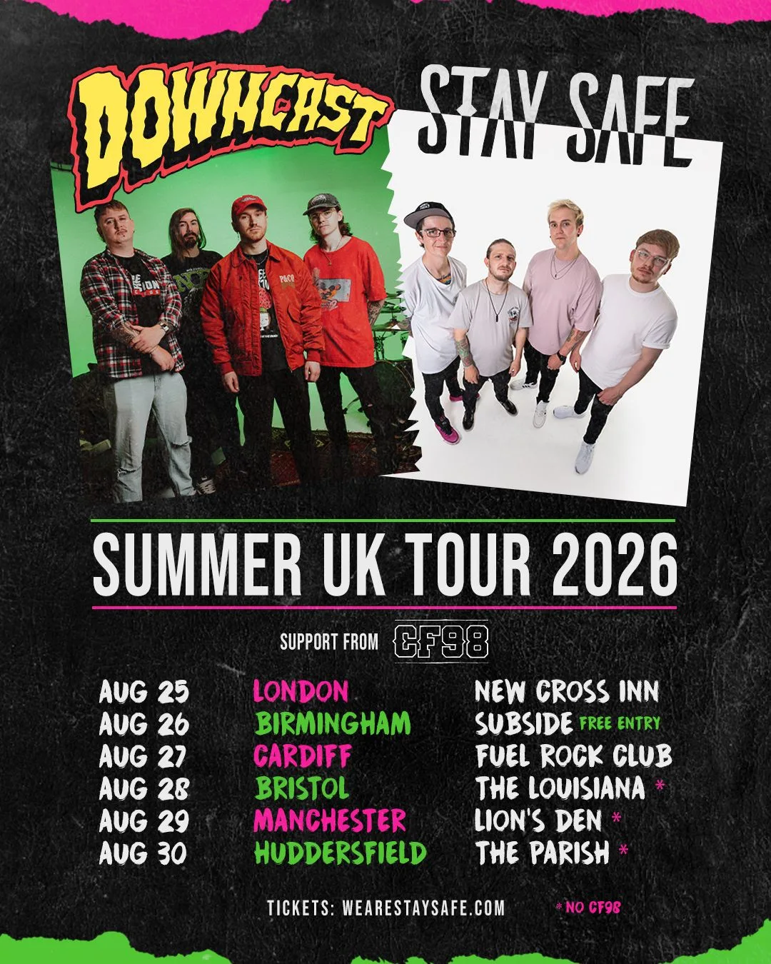 STAY SAFE // DOWNCAST | Summer UK Tour 2026 | Manchester at Lions Den Manchester