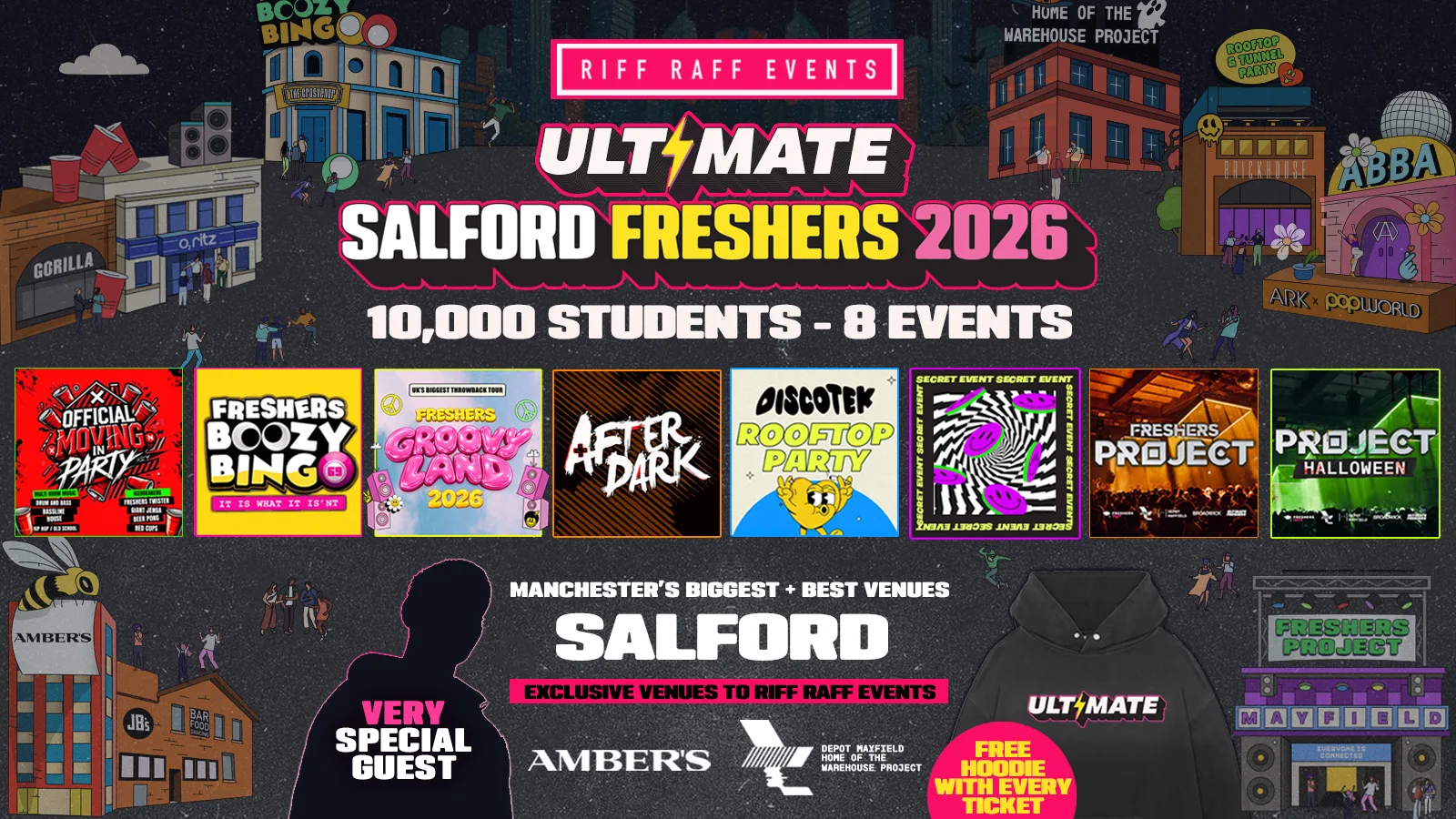 ULTIMATE RIFF RAFF SALFORD FRESHERS 2026 ⚡️- Sold out 15 Years Running! 👕 FREE Hoodie + Huge Artist with Every Ticket! at Mayfield Depot Home of WHP, Factory, Ambers, Grosvenor, Brick House Rooftop + More