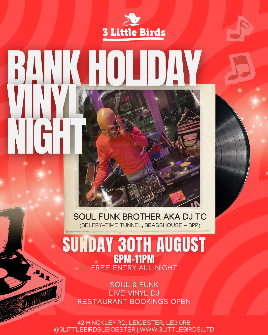 Bank Holiday Vinyl Night at 3 little birds