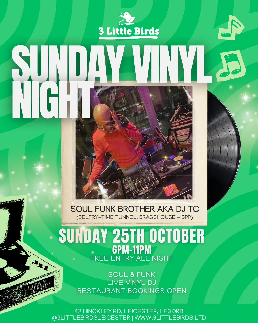 Sunday Vinyl Night at 3 little birds