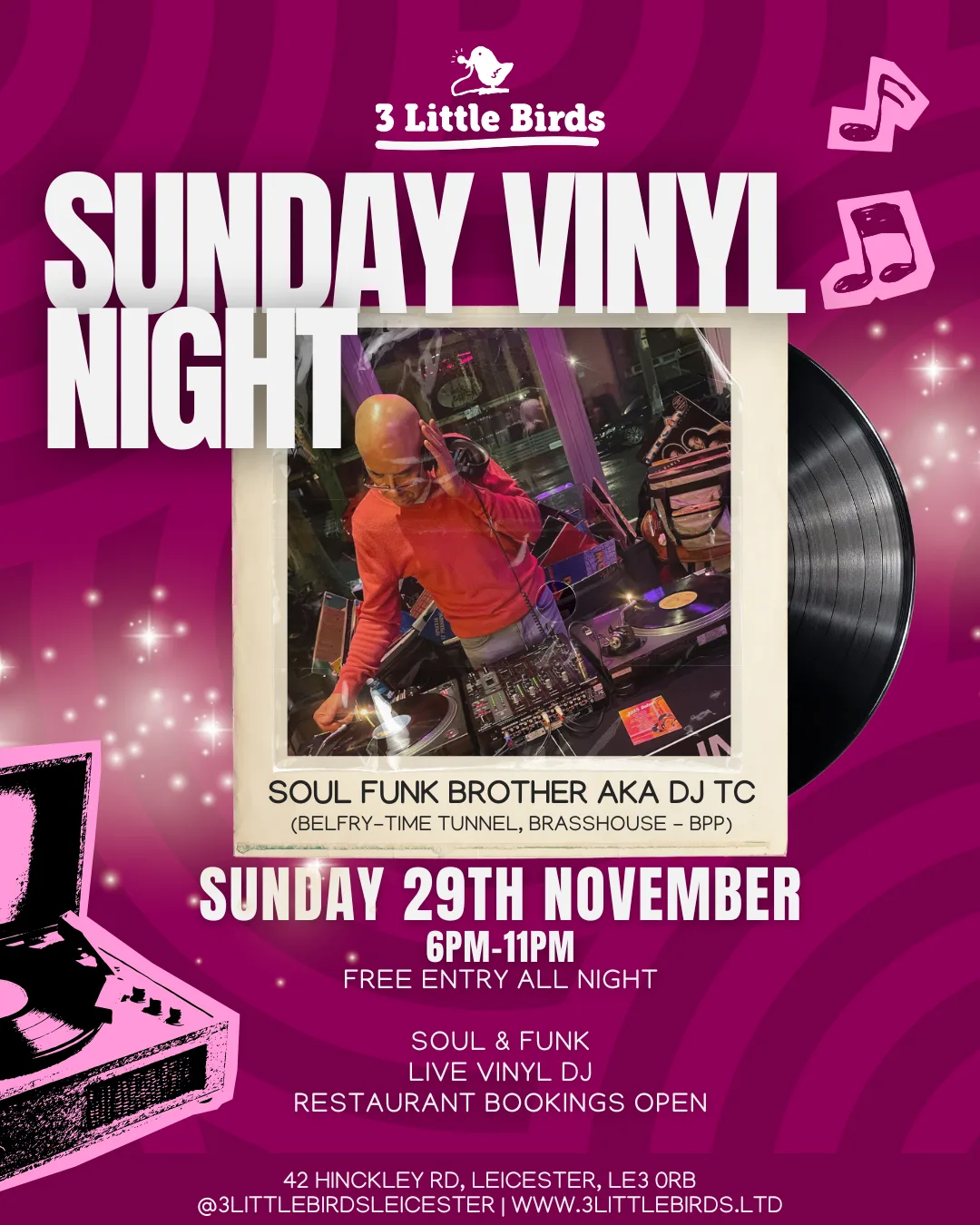 Sunday Vinyl Night at 3 little birds