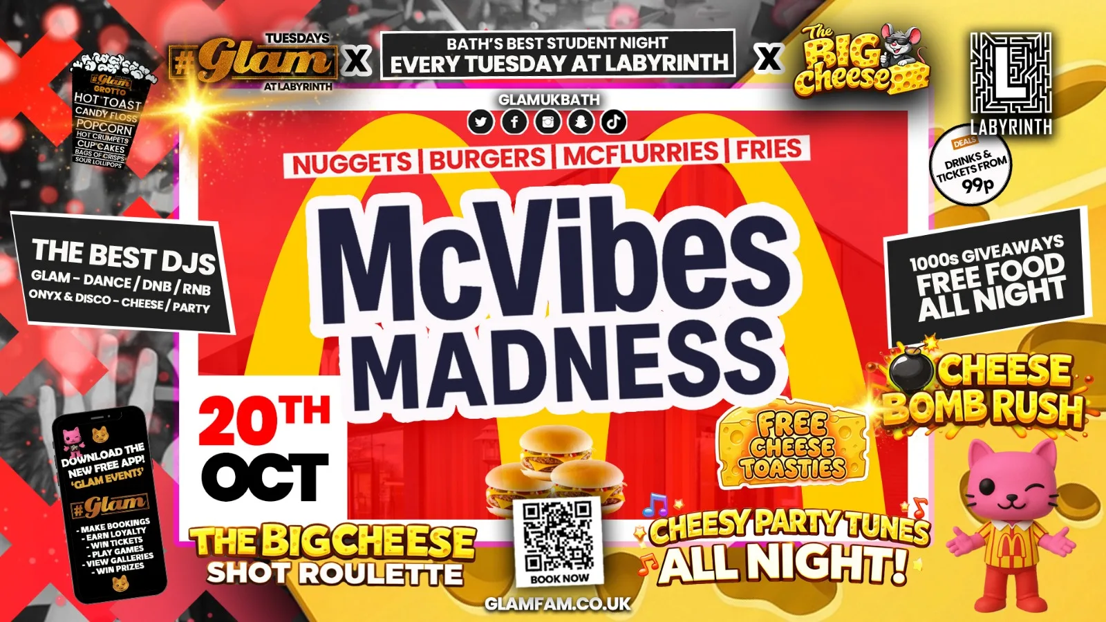 😻 GLAM x The BIG CHEESE | 🍔 MC VIBES MADNESS!! 🍟 Tickets and Drinks from 99p!‼️