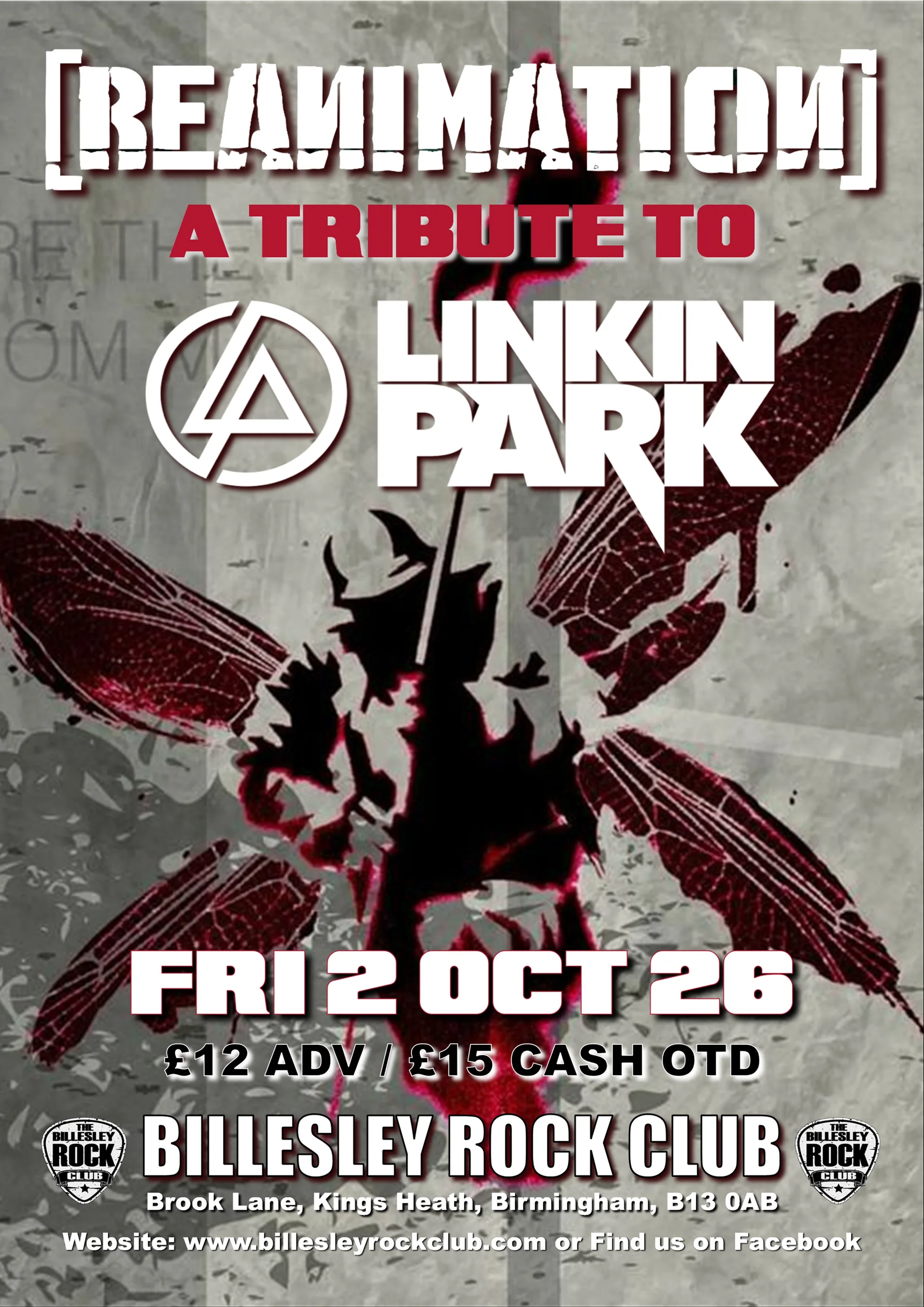 REANiMATION (Linkin Park Tribute) - BILLESLEY ROCK CLUB, BIRMINGHAM - FRIDAY 2ND OCTOBER 2026 at The Billesley