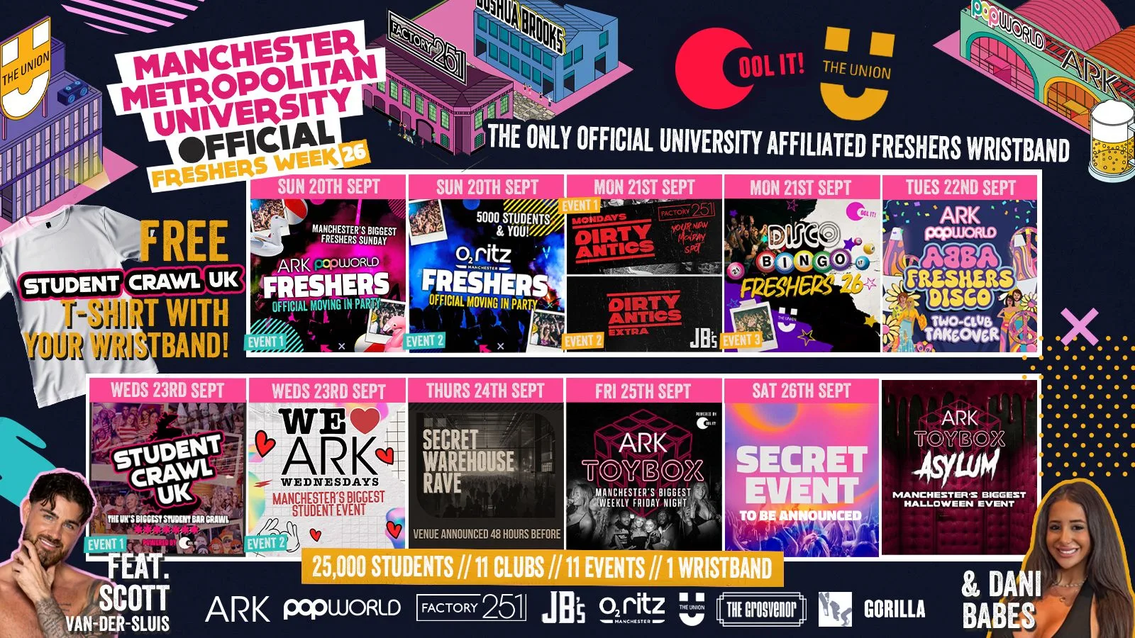 MANCHESTER MET - MMU - OFFICIAL All Access Freshers Wristband 2026 🎟️ YOUR OFFICIAL FRESHERS WRISTBAND - INCLUDES MANCHESTER'S BEST CLUBS / BIGGEST WEEKLY STUDENT BRANDS / SPECIAL GUESTS INCL DANI BABES / SCOTT VAN DER SLUIS & MUCH MORE! ⚡️