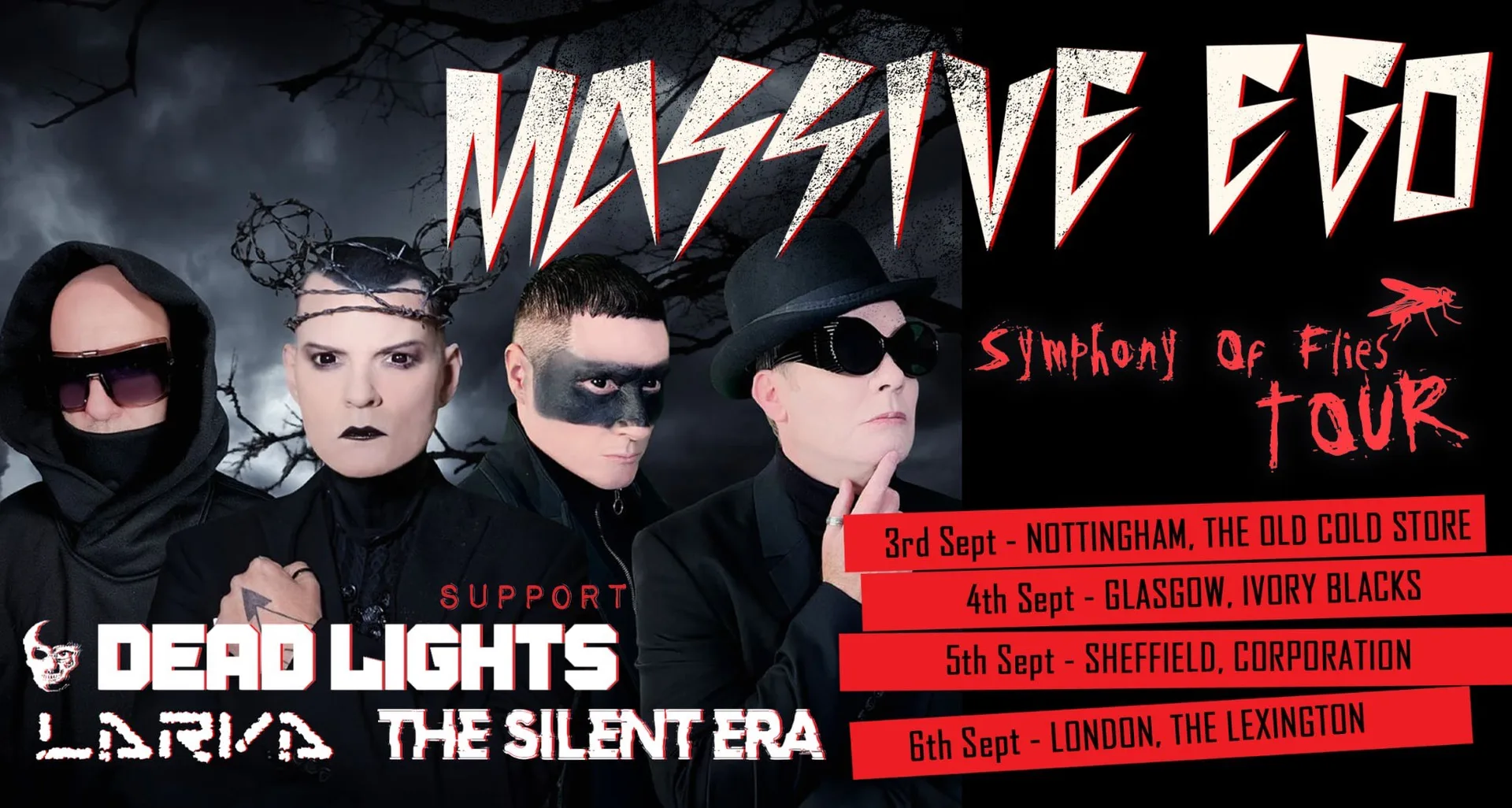 MASSIVE EGO @ Nottingham + DEAD LIGHTS + LARVA & THE SILENT ERA at The Old Cold Store