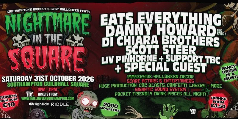 🎃 NIGHTMARE IN THE SQUARE - Southampton's BIGGEST Halloween party! 🎃 at Guildhall Square, Southampton