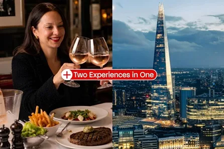 The View from The Shard and Three Course Dining with Glass of Whispering Angel Rosé at Marco Pierre White's London Steakhouse Co. for Two