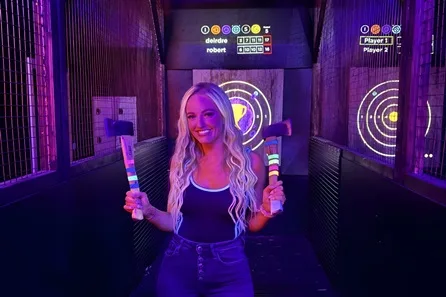 Glow in The Dark Interactive Axe Throwing and Refreshments for Four at Prison Island Belfast at Prison Island Belfast