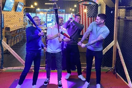 Interactive Baseball Batting Session with Hot Dogs and Cocktails for Four at 1st Base, Southampton