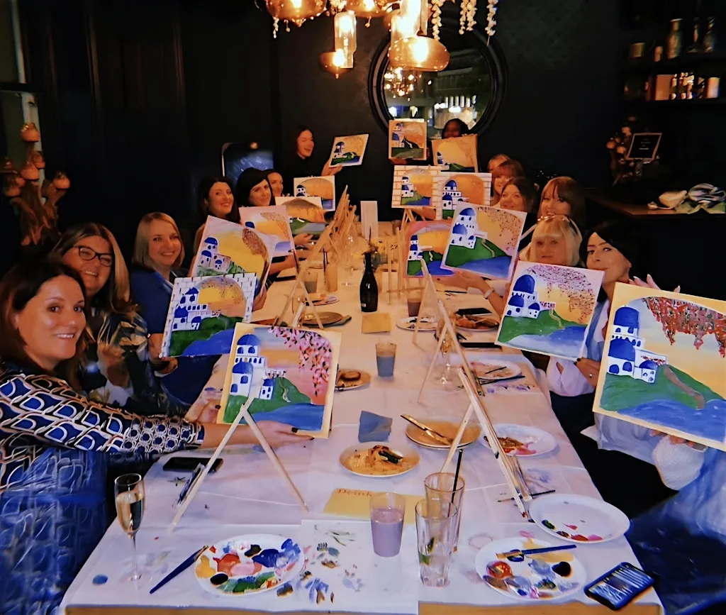 Boozy Brushes, Drag 70/80s Santorini Sun Sip and Paint Party! Glasgow at Blue Dog