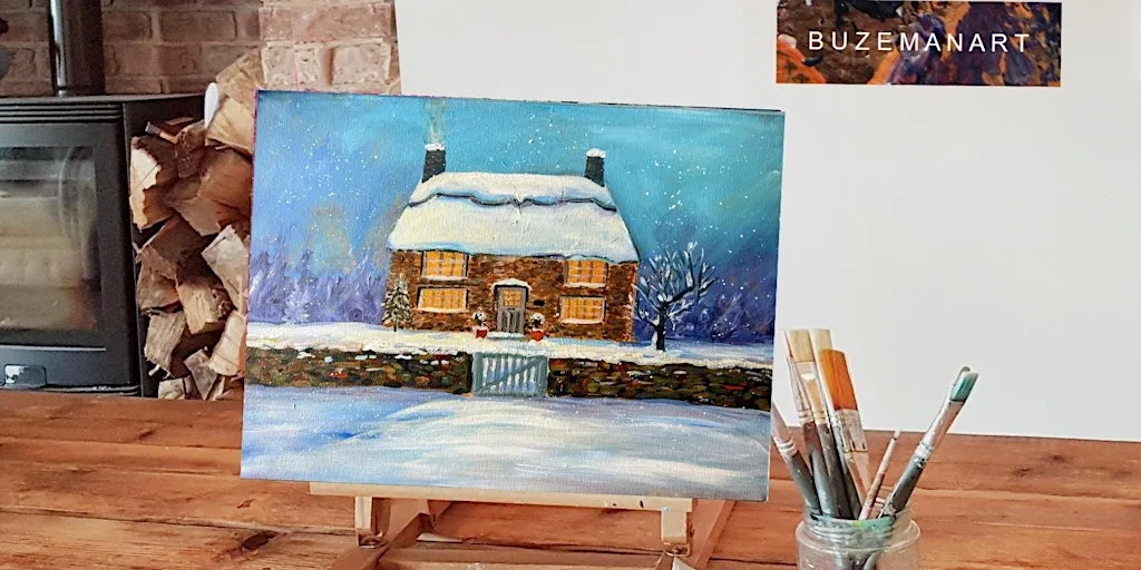 Painting class ‘Christmas Cottage’@Waters’ Edge Visitors Centre, Humberside at Waters' Edge Country Park & Visitor Centre