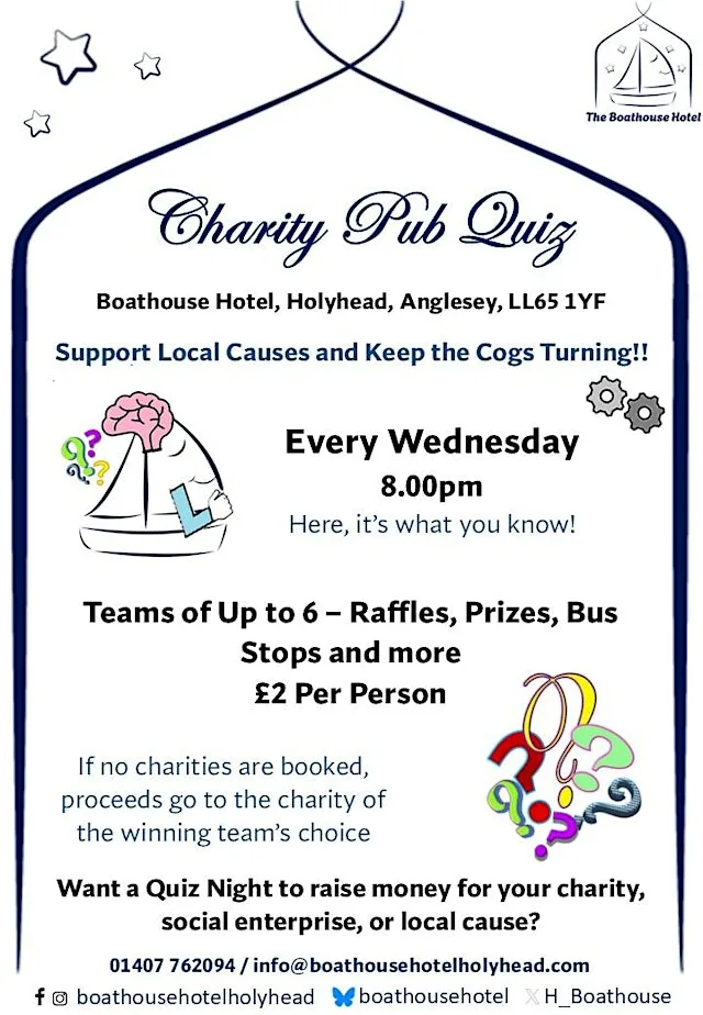 Weekly Boathouse Charity Pub Quiz, Every Wednesday and Occasional Saturdays