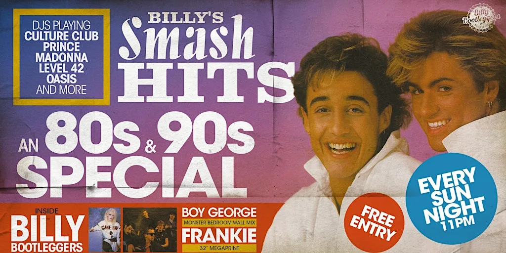 BILLY’S SMASH HITS - Sunday Nights @ Billy’s at Billy Bootleggers Nottingham (formerly Percy Picklebackers)