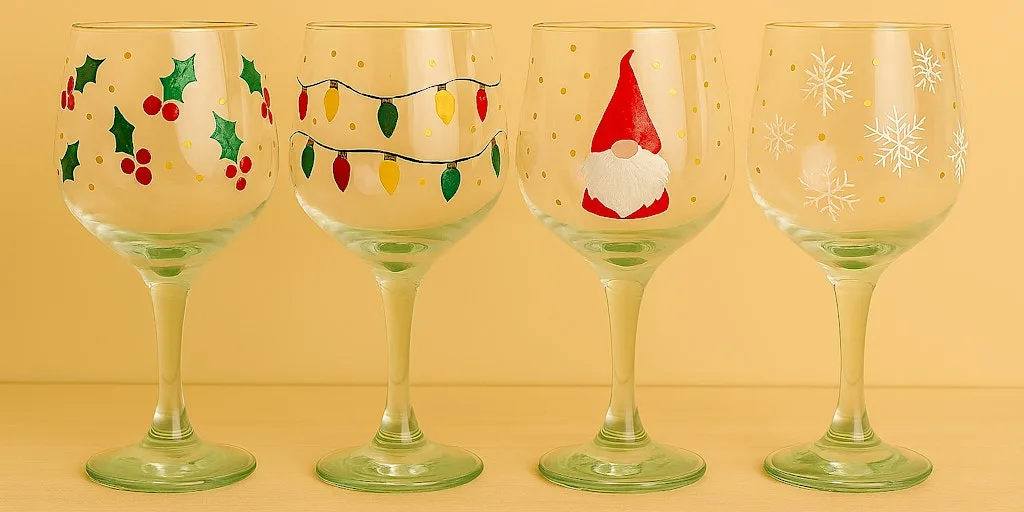 Festive Glass Painting: Wine glass at Meadowfield Leisure Centre Durham at Meadowfield Leisure Centre