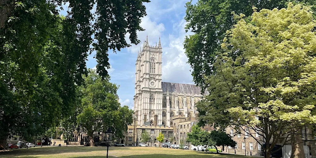 Walking Tour - Behind Westminster Abbey at Broad Sanctuary, outside the Westminster Abbey Bookshop