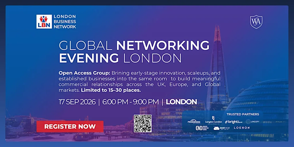 Global Networking Evening London by London Business Network–17 Sep 2026 at 116 Pall Mall - Institute of Directors