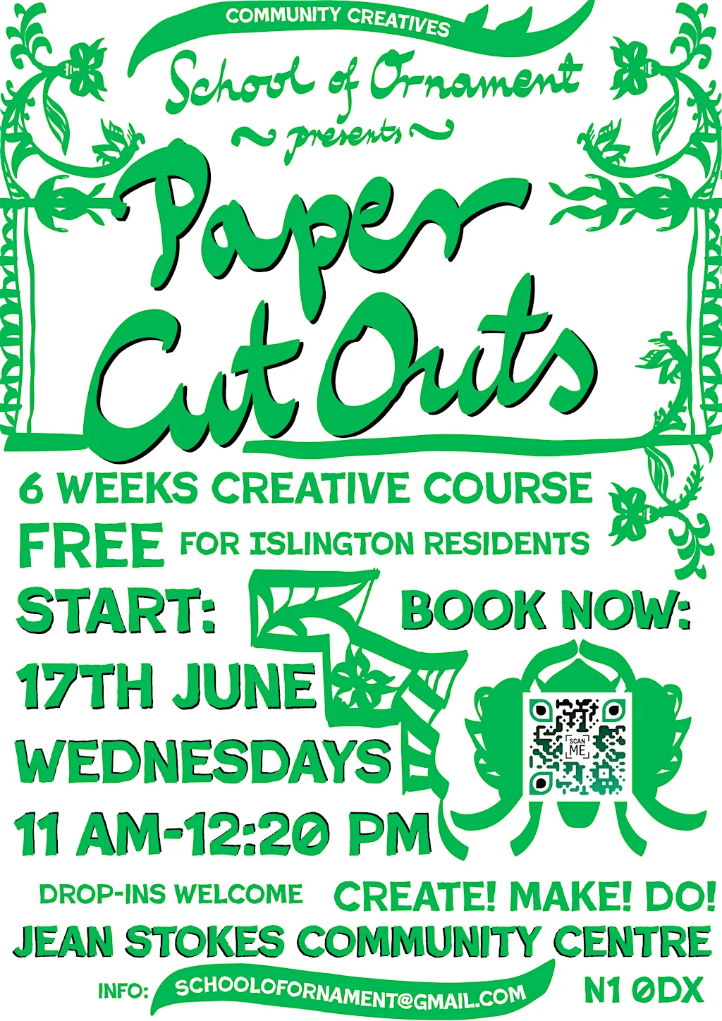 School of Ornament presents: Paper Cut Outs at Jean Stokes Community Centre