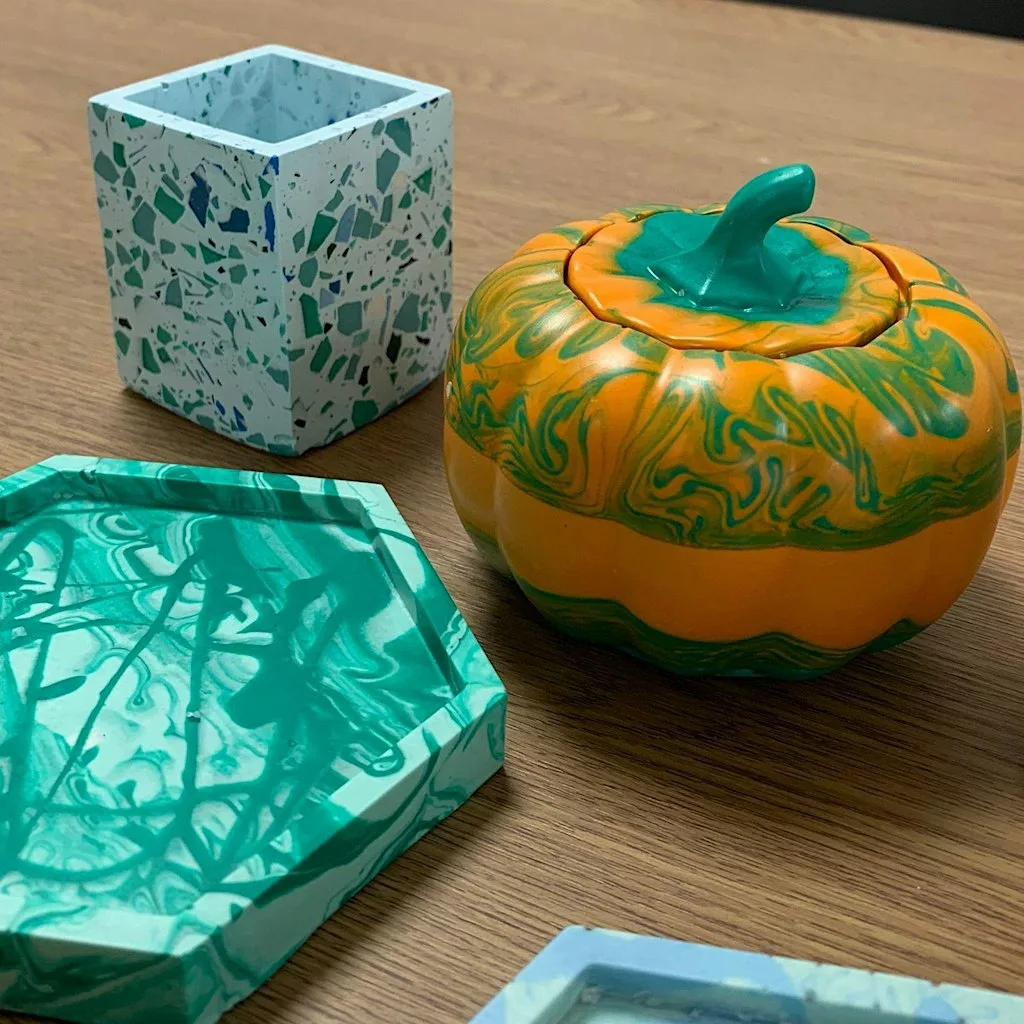 The Jesmonite Autumn Pumpkin Pot Workshop in Ossett, Wakefield at A Touch of Craft Yorkshire