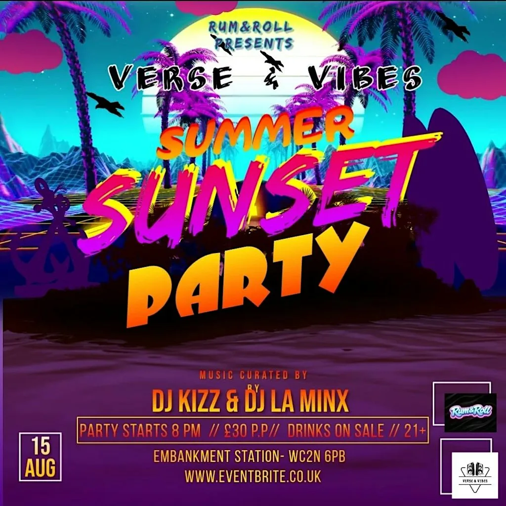Verse & Vibes Summer Sunset Bus Party at Victoria Embankment