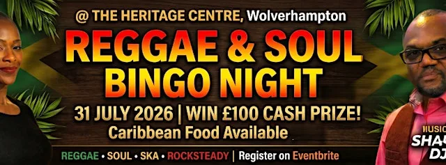 Reggae & Soul Bingo @the Heritage Centre at The Heritage Centre Wolverhampton
