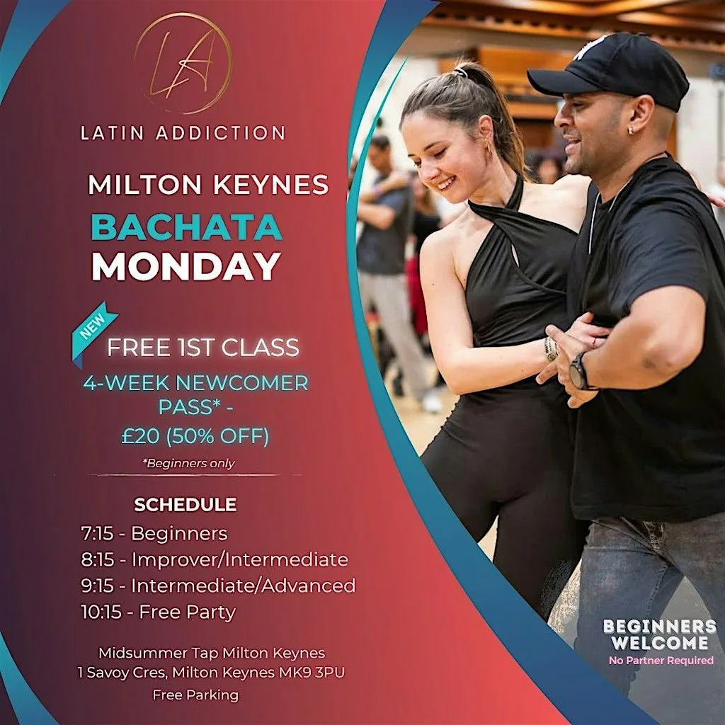 Milton Keynes Bachata Mondays - Classes + FREE Social Party at Midsummer Tap Milton Keynes