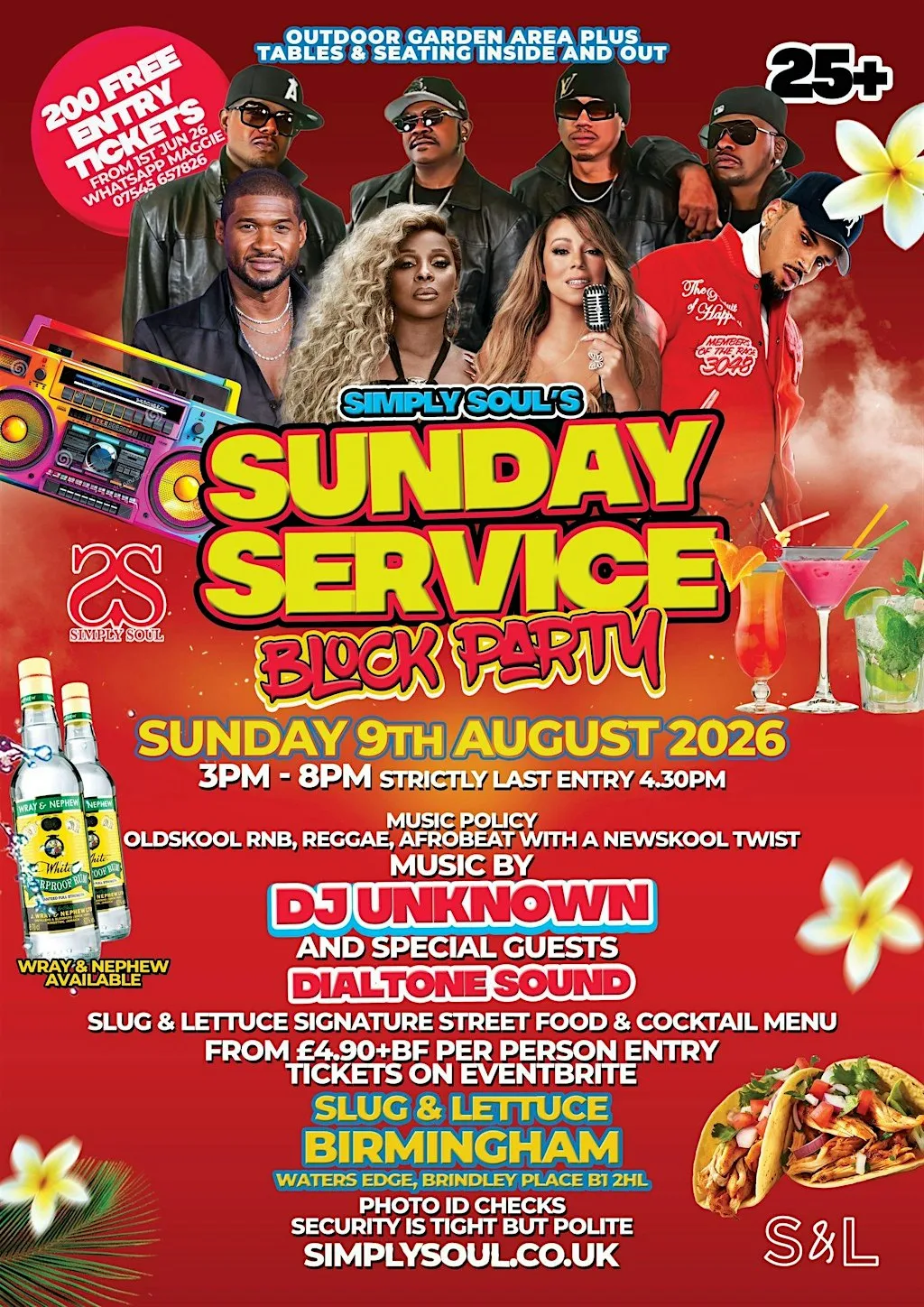 Simply Soul Sunday Block Party - 9th August 2026 - Birmingham at Slug & Lettuce - Birmingham