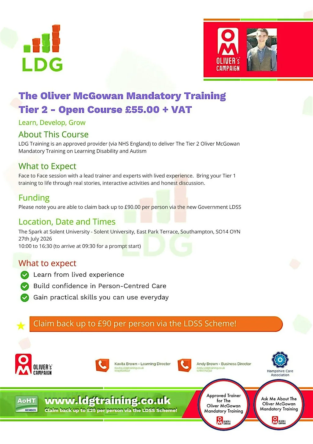Tier 2 Oliver McGowan Mandatory Training on Learning Disability and Autism at The Spark Building
