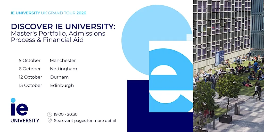Discover IE University: Master's portfolio, admissions process and financial aid at Klimpton Clocktower Hotel