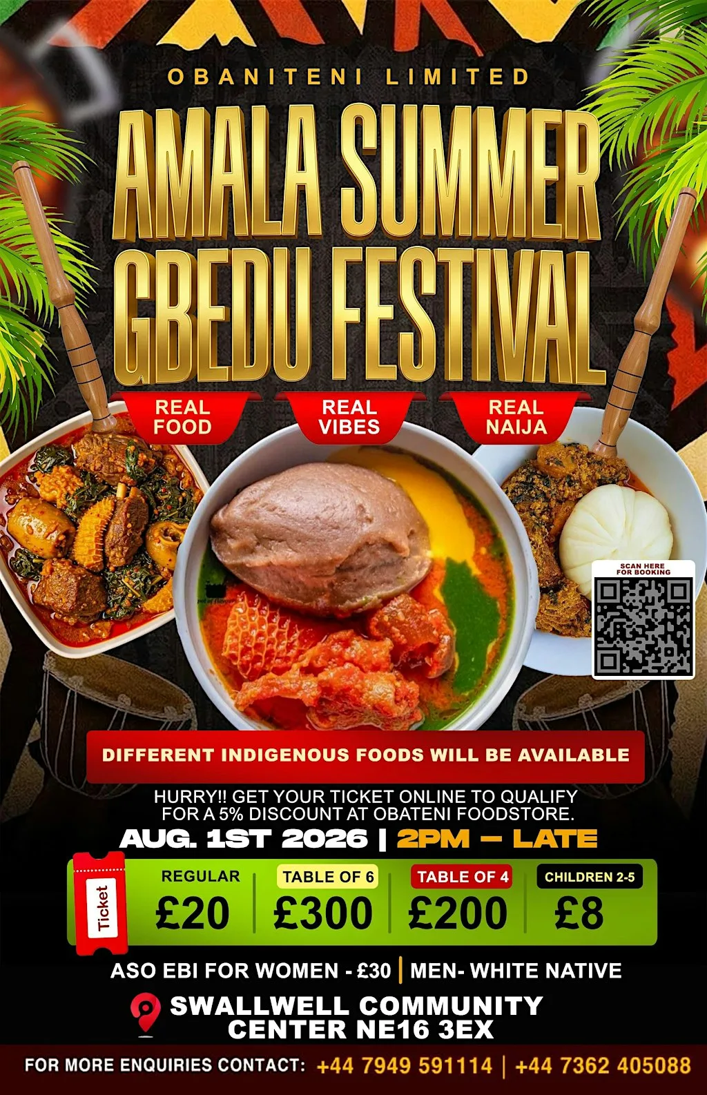Owambe summer Amala party at Swalwell Community Centre