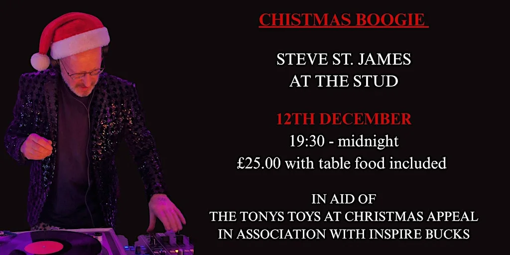 Christmas Boogie Steve St. James 2026 at Community Centre at Studley Green