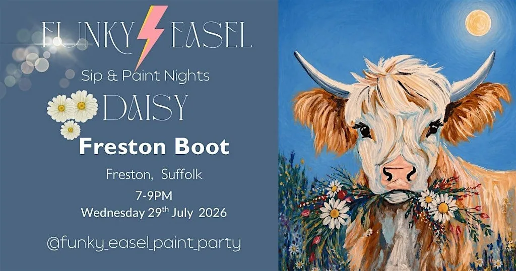 The Funky Easel Sip & Paint Party: Daisy Highlander at The Boot