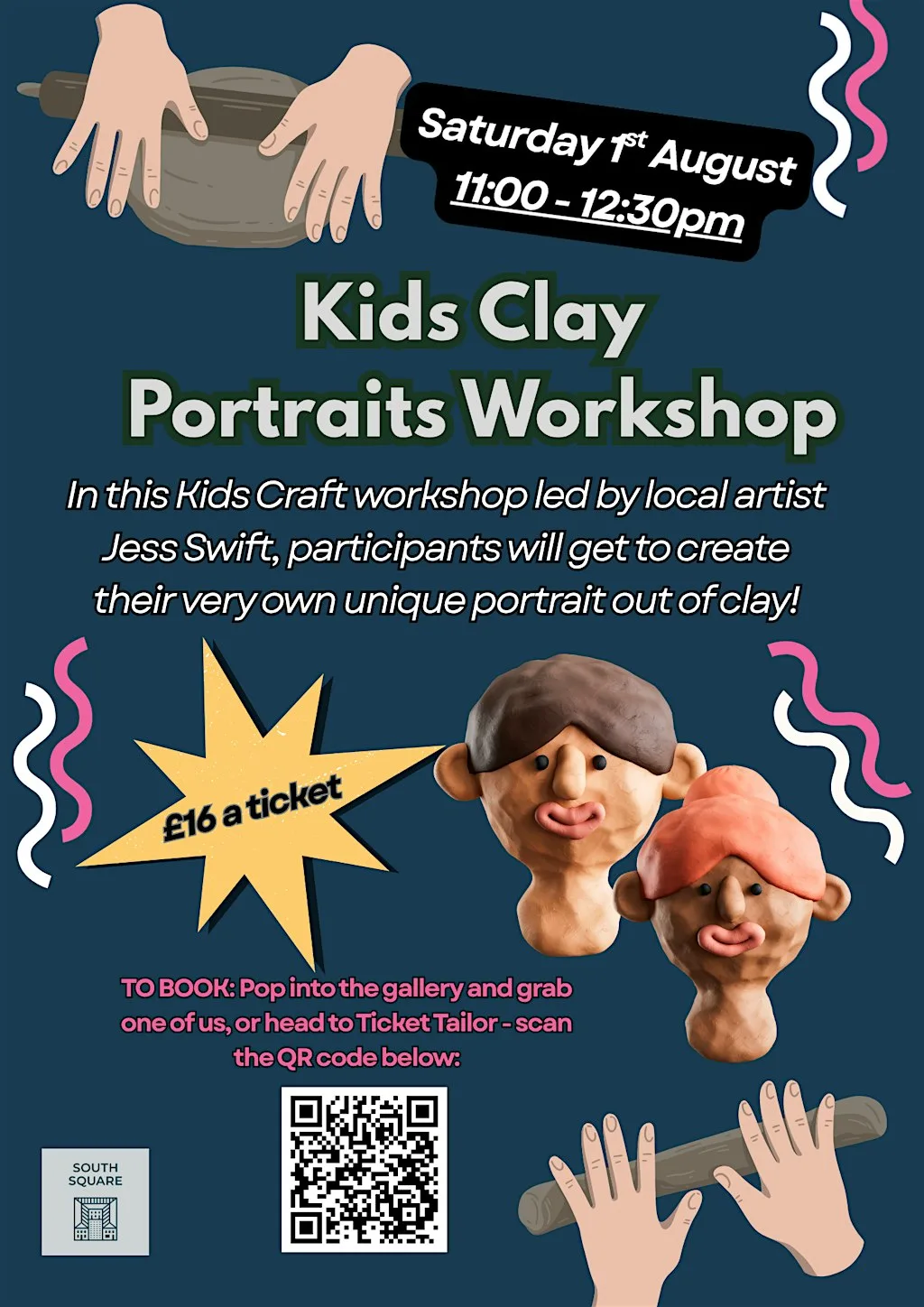Kids Clay Portraits Workshop at South Square Centre