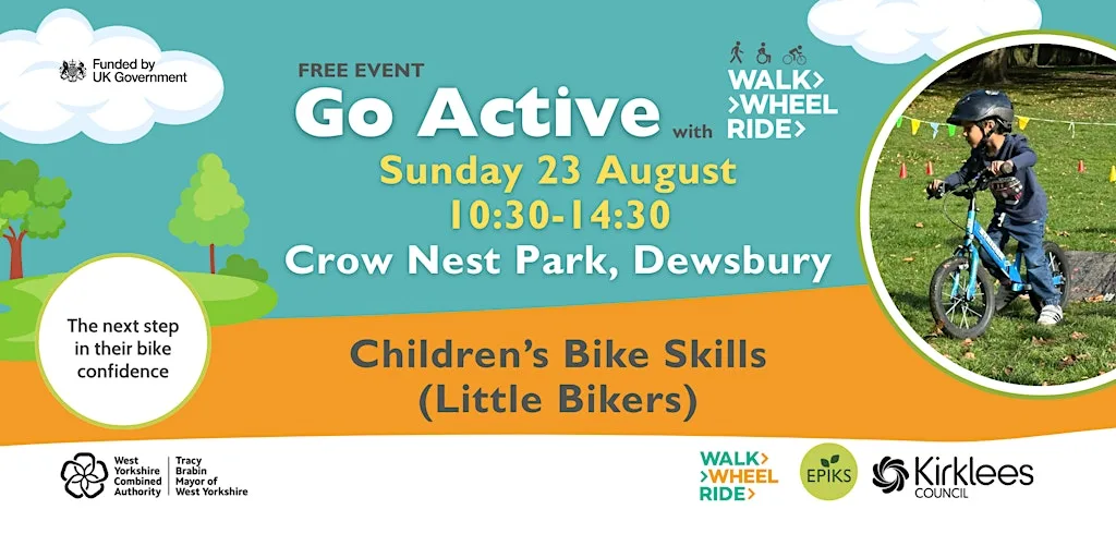 FREE Children's Bike Skills at Go Active Crow Nest Park Dewsbury at Crow Nest Park Dewsbury