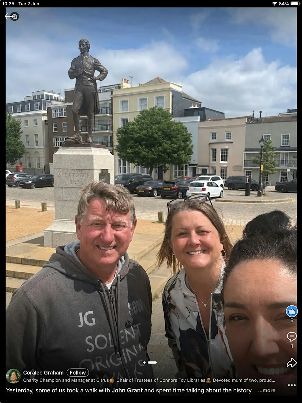Nelson’s legacy walk for Mental Health Mondays at Horatio Nelson Statue