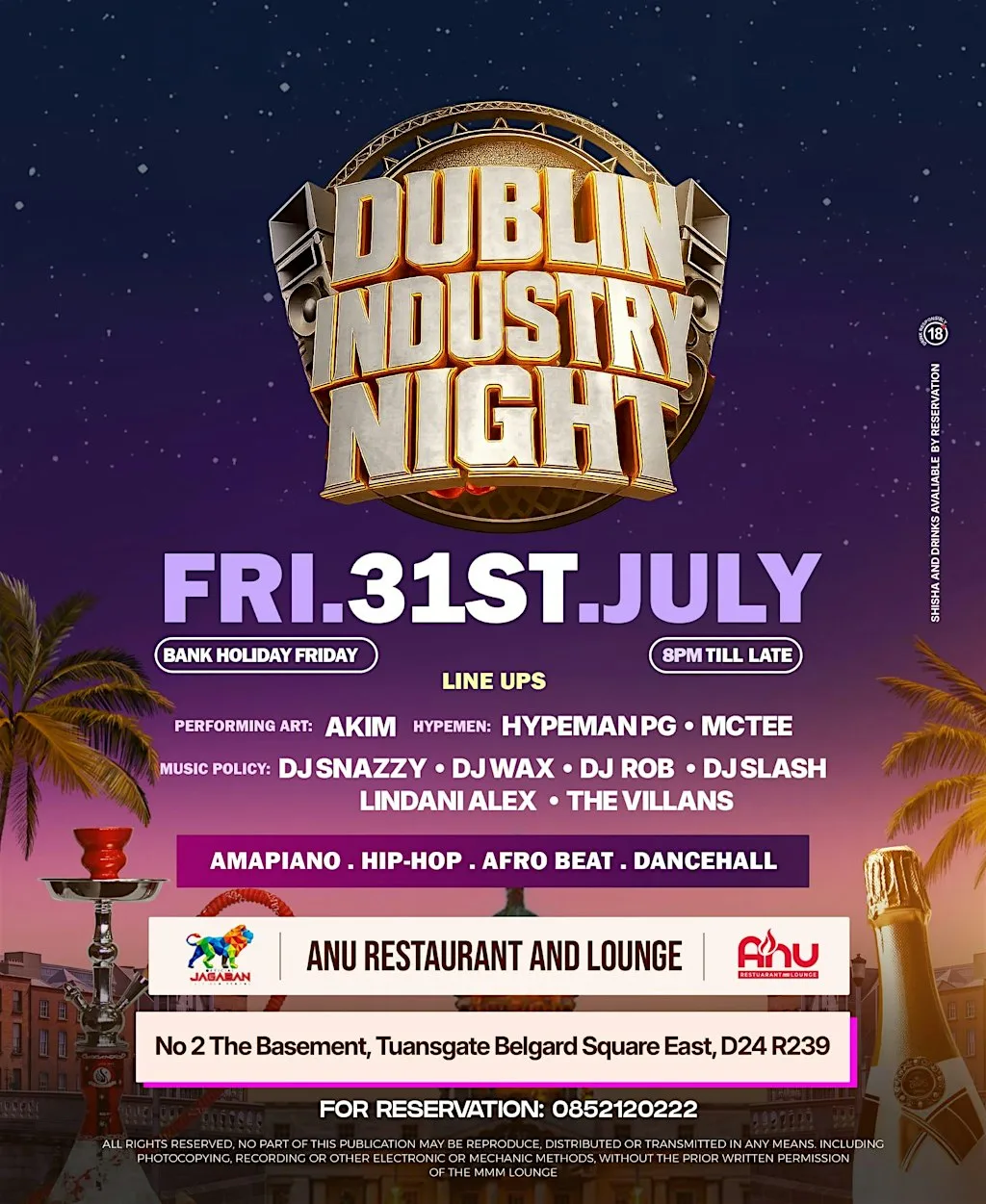 DUBLIN INDUSTRY NIGHT at Anu Restaurant and Lounge