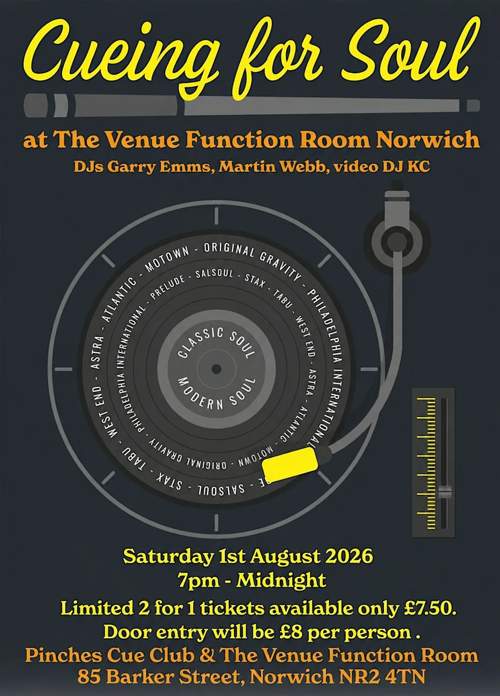 CUEING FOR SOUL. CLASSIC & MODERN SOUL , MOTOWN , NORTHERN SOUL WITH DJs at Pinches Cue Club & Venue