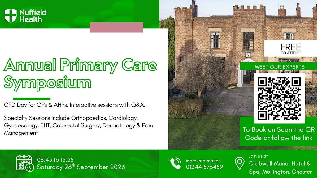 Nuffield Health Chester Annual Primary Care Symposium at Crabwall Manor Hotel & Spa - managed by Legacy Hotels and Resorts