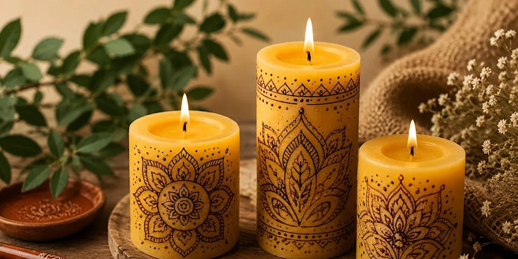 Ingrebourne beeswax henna candle painting workshop at Ingrebourne Valley Nature Discovery Centre