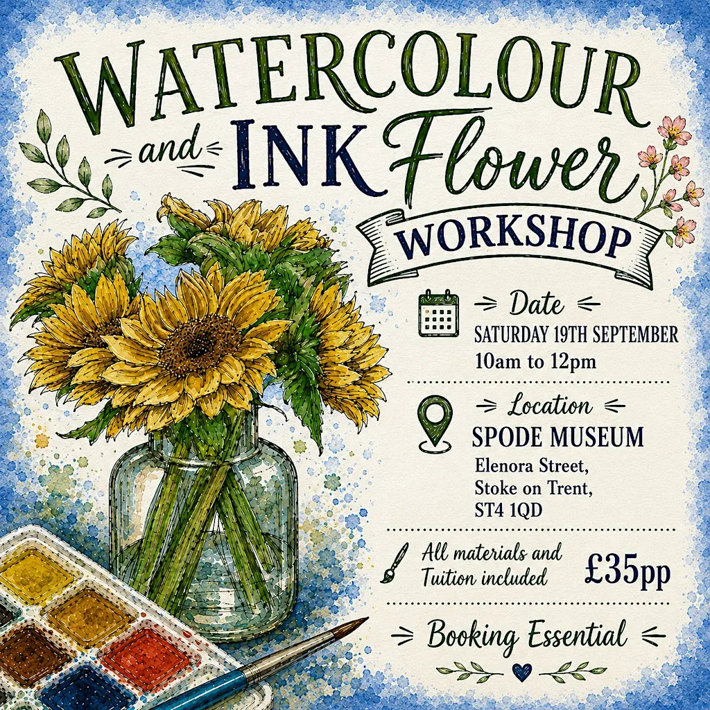 Watercolour & Ink Floral Portrait Workshop at Spode Museum