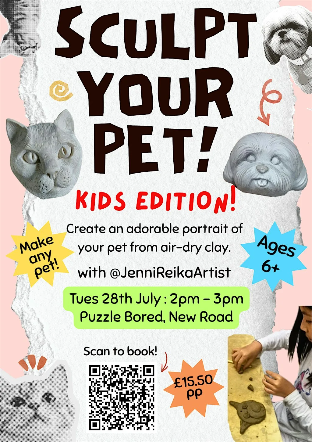 Sculpt Your Pet - Kids Edition! Clay Pet Portrait Workshop @ Puzzle Bored at Puzzle Bored