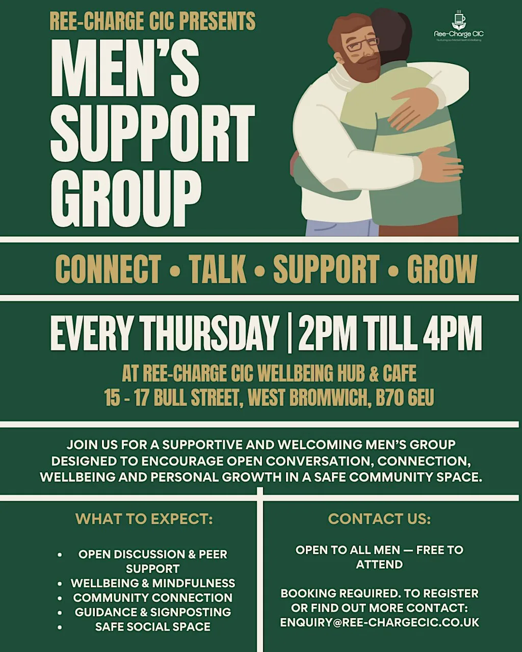 Men's Support Group at Ree-Charge CIC