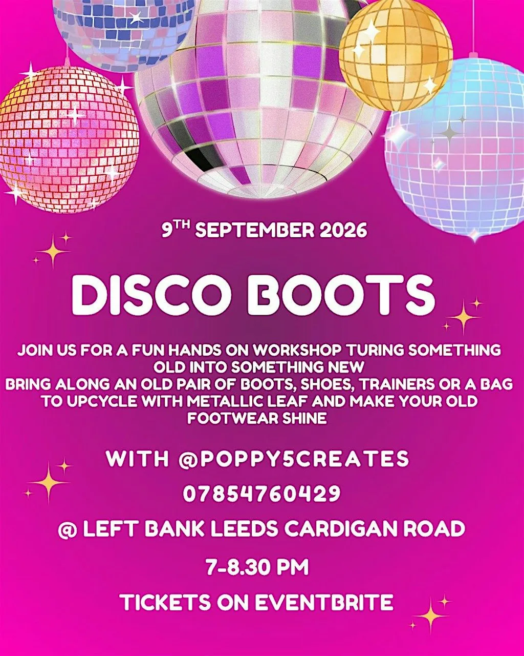 Disco Boots Gold Leaf Workshop at Left Bank Leeds