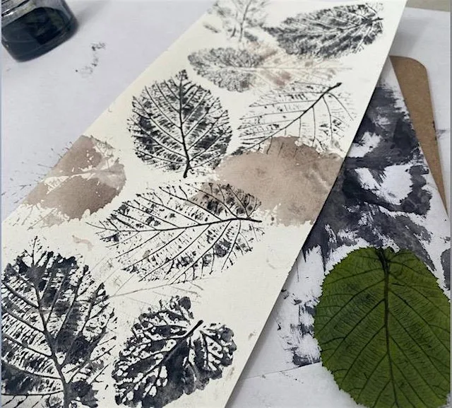 Natural ink leaf printing at Bmx track