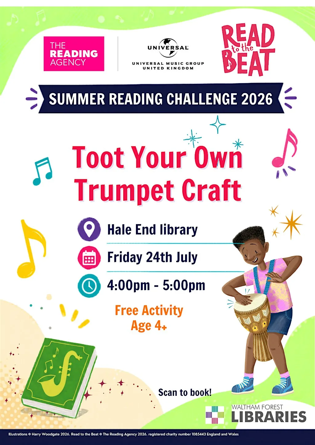 Summer Reading Challenge 2026 Toot Your Own Trumpet craft @Hale End Library at Hale End Library