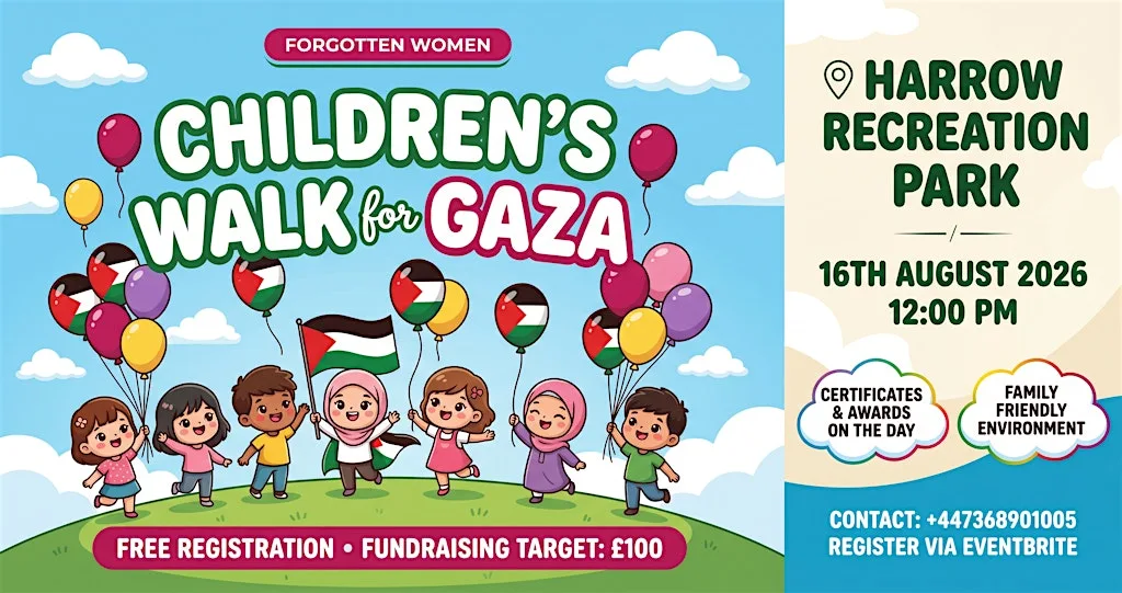Children’s Walk for Gaza in Harrow Recreation Park at Harrow Recreation ground