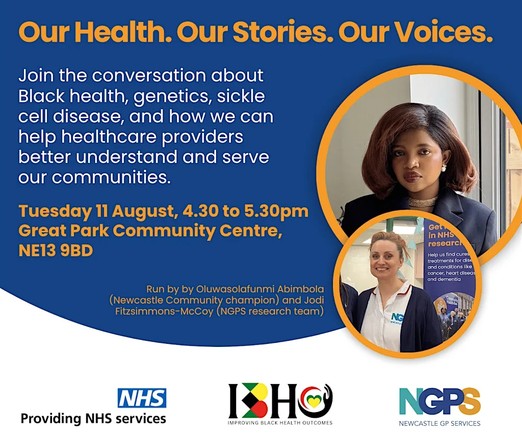 Improving Black Health Outcomes research event in Newcastle at Great Park Community Centre