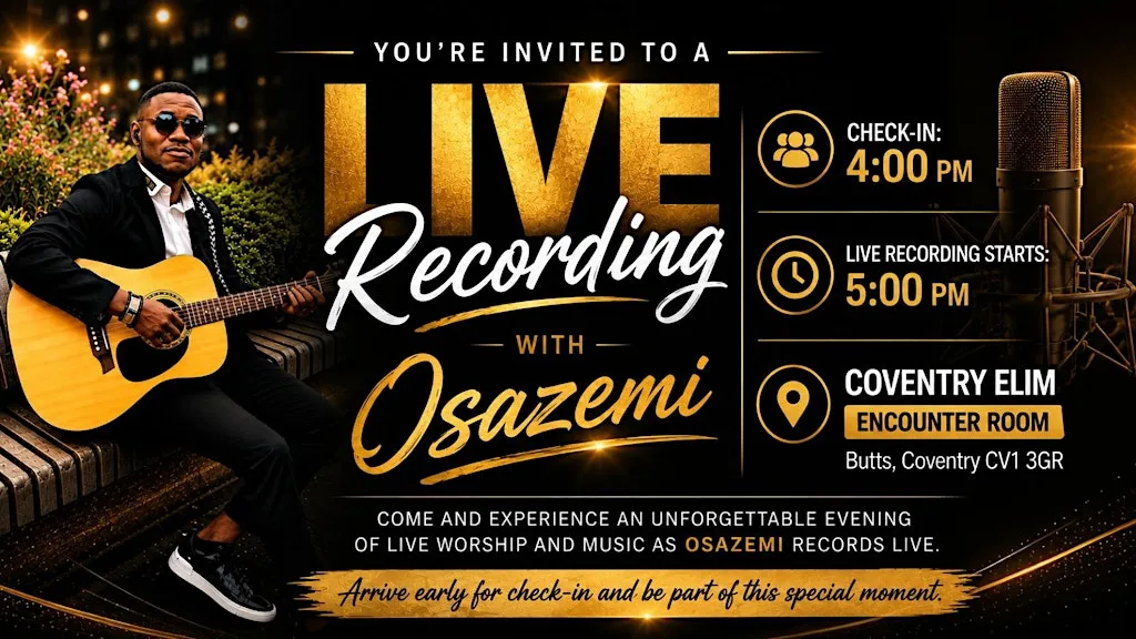 Live Recording with Osazee Idahosa at Encounter Room, Coventry Elim Church